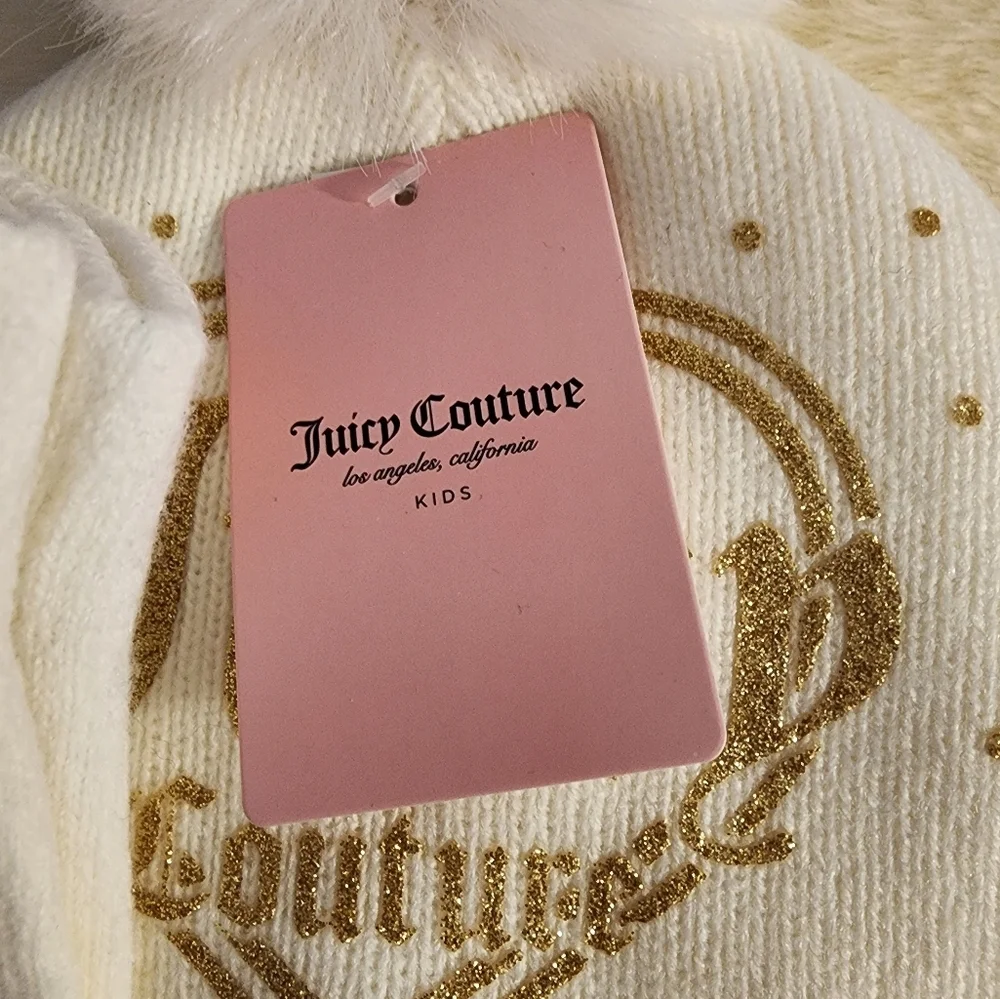 Juicy Couture Kids Cream Hat and Gloves Set